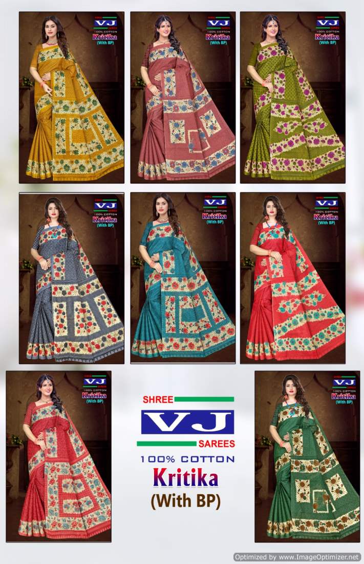 Kritika Vol 1 By By Shree VJ Daily Wear Cotton Printed Sarees Wholesale Market In Surat